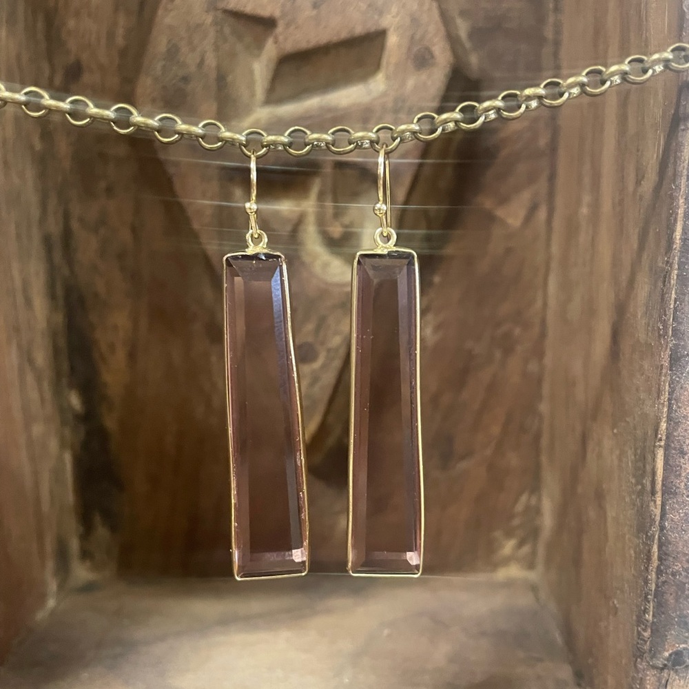 Elegant Gold and Smokey Dangle Earrings from Anthropologie.